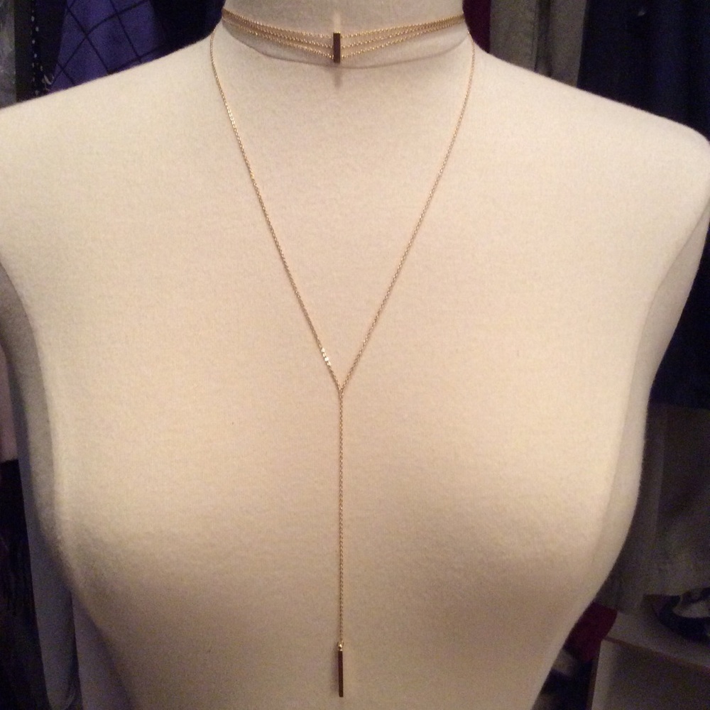 Delicate, two-tier gold necklace